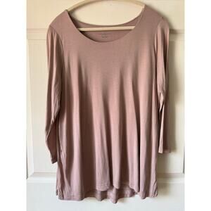 J.‎ Jill Pure Jill Supersoft Elliptical Tee Mauve Modal 3/4 Sleeve Size M